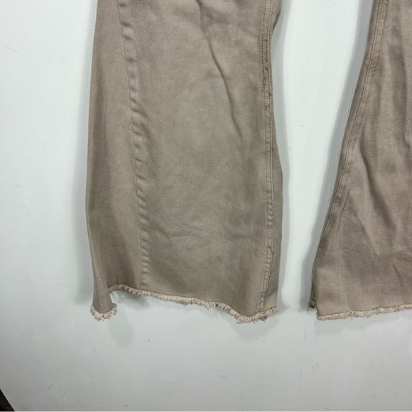 CATO denim raw hem asymmetrical waist tan flare jeans CC22 - Picture 2 of 7